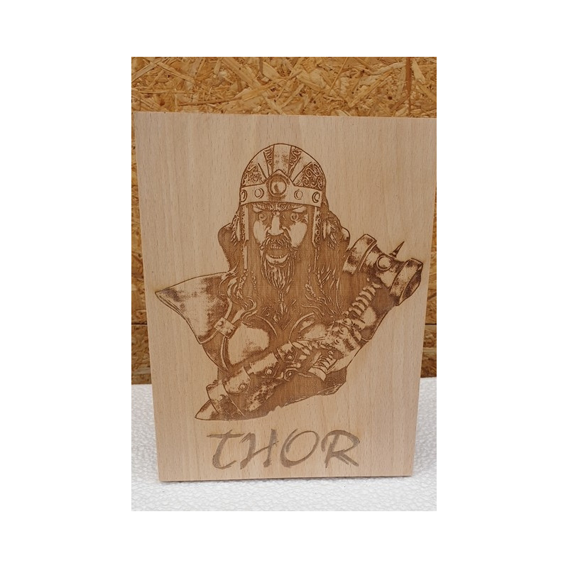 plaque,hêtre , pyrogravure,Thor, fils Odin,